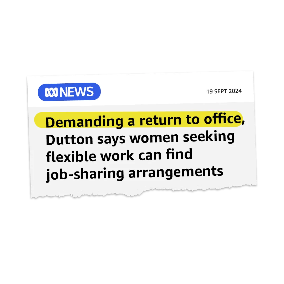 Demanding a return to office, Dutton says women seeking flexible work can find job-sharing