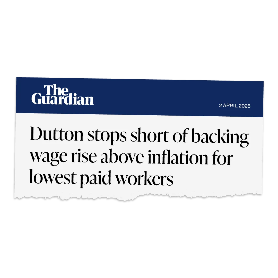 Dutton stops short of backing wage rise above inflation for lowest paid workers