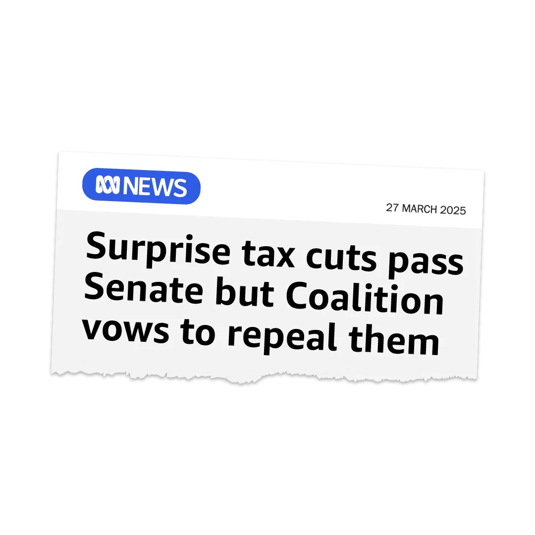 Surprise tax cuts pass Senate but Coalition vows to repeal them